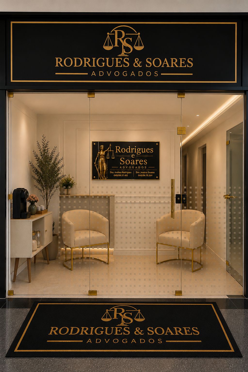 Recepção e entrada do escritório